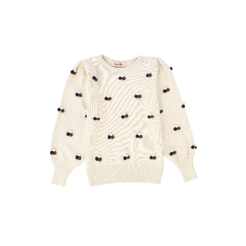 TUSTELLO BEIGE POM POM CLUSTER SWEATER [FINAL SALE]