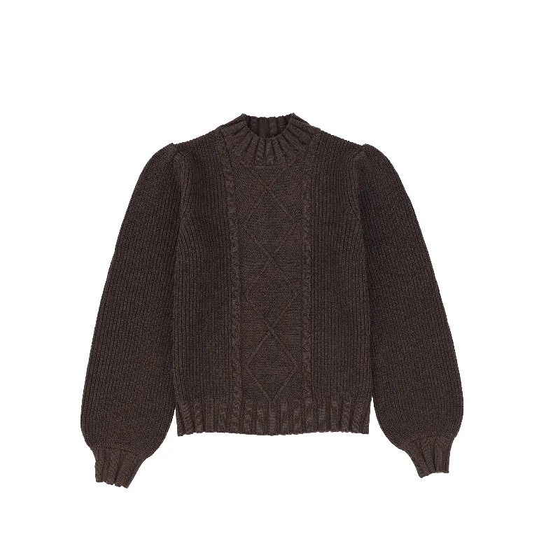 Valentina Brown Chunky Cable Knit Sweater [FINAL SALE]