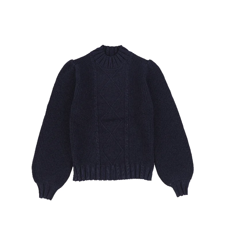 Valentina Navy Chunky Cable Knit Sweater [FINAL SALE]