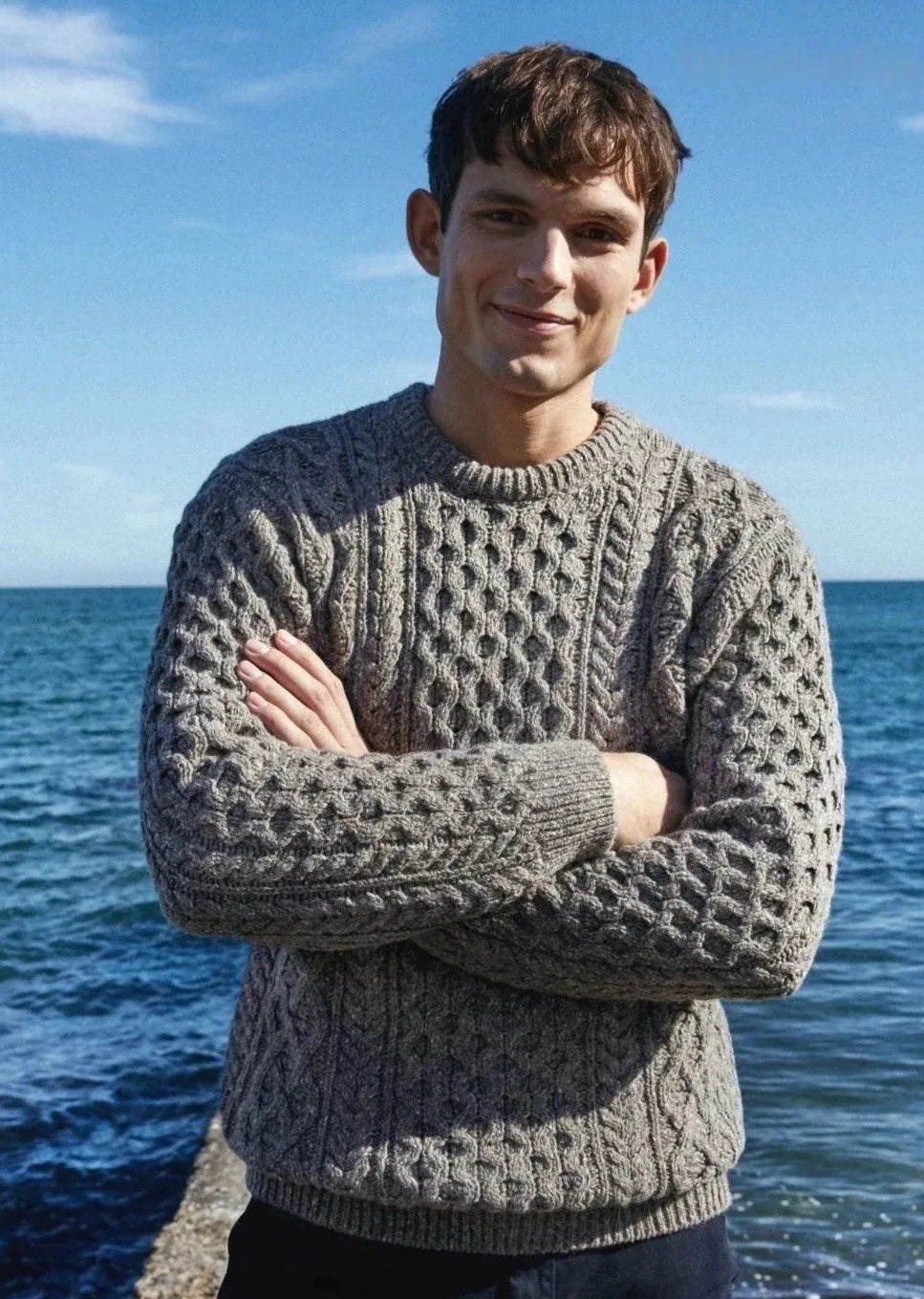 IrelandsEye Men's Cashmere Aran Sweater | Rocky Ground