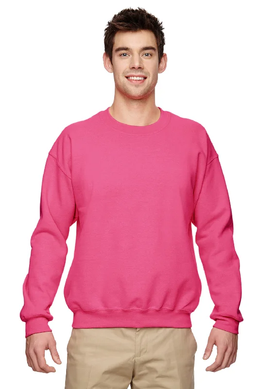 Gildan Mens Pill Resistant Fleece Crewneck Sweatshirt - Safety Pink