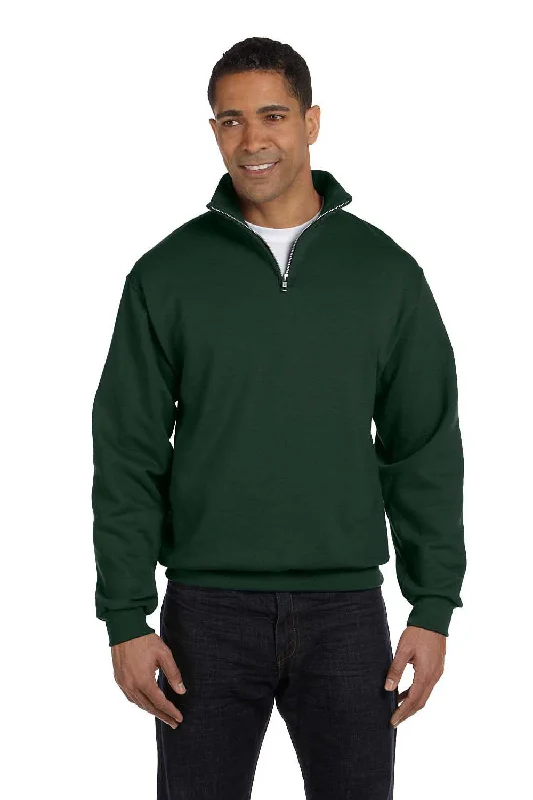 Jerzees Mens NuBlend Pill Resistant Fleece 1/4 Zip Sweatshirt - Forest Green