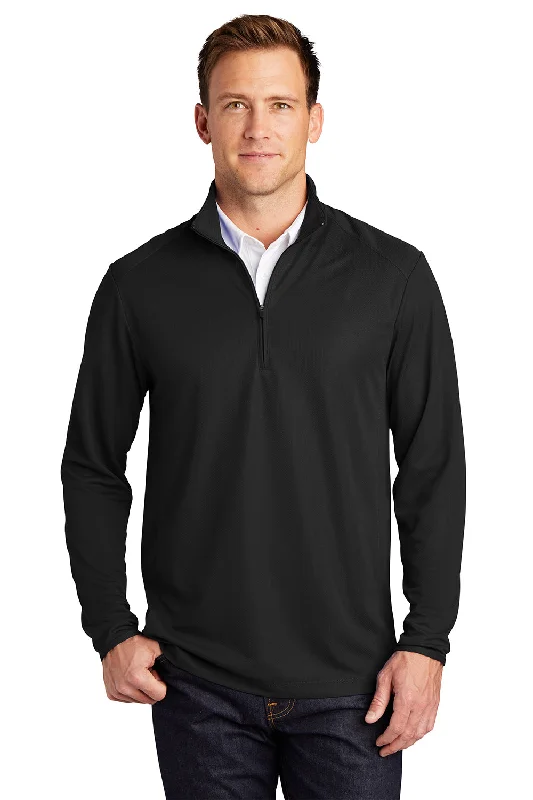 Port Authority Mens Moisture Wicking 1/4 Zip Sweatshirt - Black