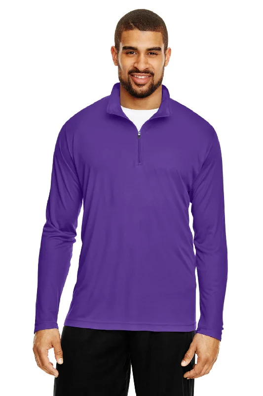 Team 365 Mens Zone Performance Moisture Wicking 1/4 Zip Sweatshirt - Purple